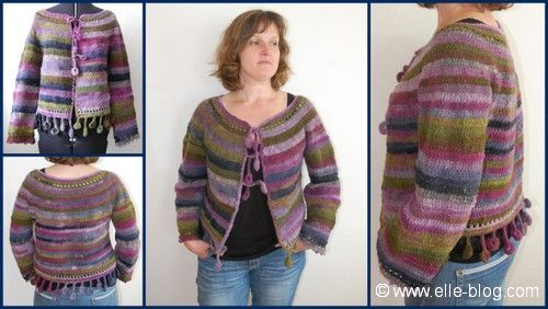 Cardigan crochet topdown manches longues